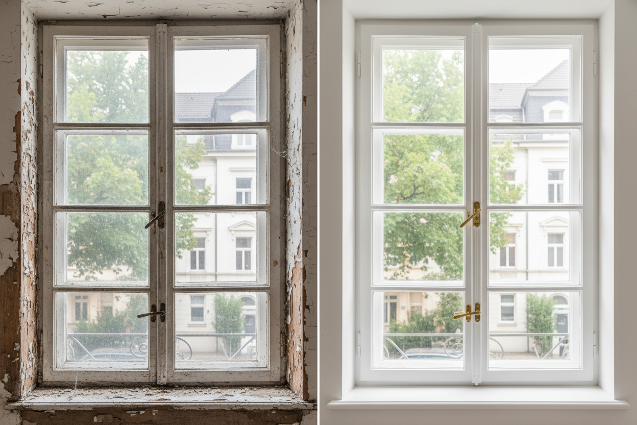 Altbau Kastenfenster Düsseldorf Oberkassel Gründerzeit saniert
